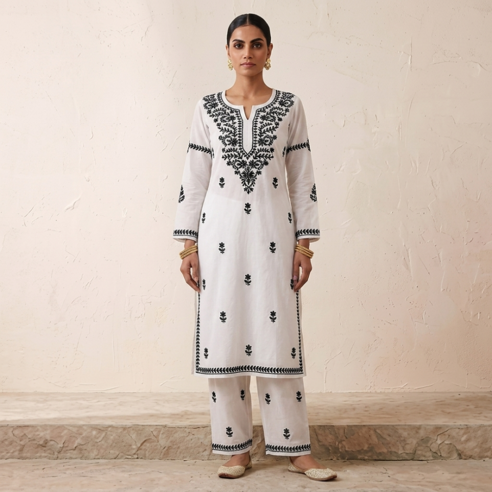 white chikankari kurti